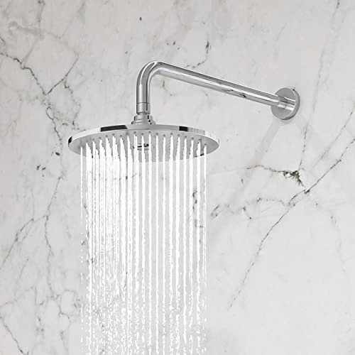 CHRIS BERGEN Wassersparende Kopfbrause mit Brausearm - Duschkopf mit 2 Strahlarten - Durchmesser: 25 cm - in Chrom