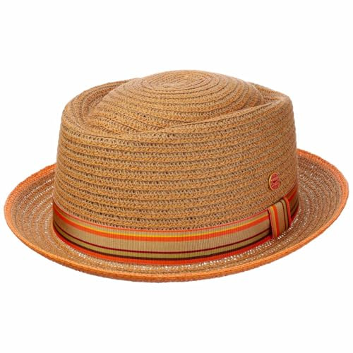 Mayser Andy Sombrero Pork pie Paja ala Corta Banda Multicolor Hecho en UE Hombre Primavera Verano