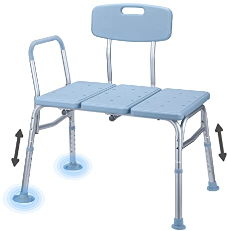 NAIZY Duschhocker Badewannensitz 85-96cm Höhenverstellbar Duschstuhl für Senioren Anti-Rutsch Badhocker mit Griff & Rückenlehne Badhocker Duschhilfe (Typ A, Dreiteilige Sitzplatte)