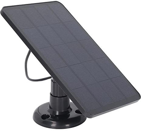 Solar Panel for Wireless Security Camera, Waterproof 10W Micro USB Solar Panel for Surveillance Camera Adjustable Wall Mount (Black) | Waterproof, adjustable wall mount, monocrystalline silicon, for outdoor surveillance