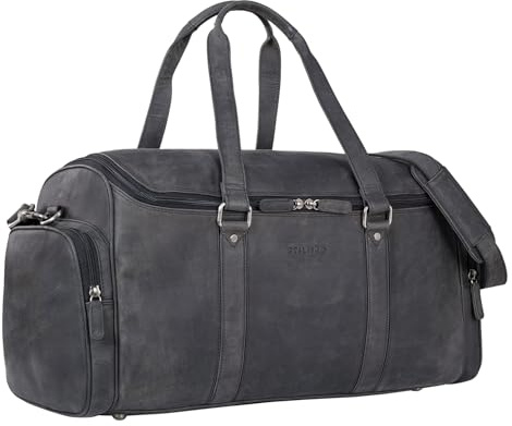 STILORD Myles Vintage Resväska Herrar Läder Weekendväska för att hänga Övernattnings Duffle Bag Stort Resegods XL äkta nötköttsläd Farbe:Kolgrå