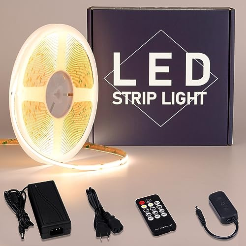 GOMING 24V 10M COB LED Strip Set Natürliches Weiß 4000K Dimmbar 312LEDs/M | mit Dimmer 24V 3A 72W Netzteile LED Streifen LED Band Selbstklebend CRI 93+ Nicht Wasserdicht IP20 Lichtband für Heim Deko