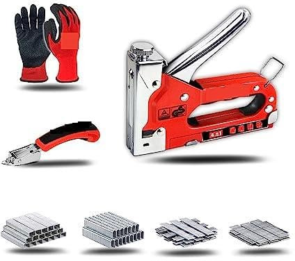 Grapadora Grapadora 4 en 1 for muebles, pistola grapadora resistente, grapadora de construcción for madera, acero inoxidable, herramienta manual de Metal, pistola de clavos (Color : 3, Size : G)