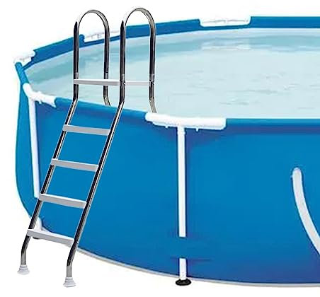 AIBOTY 133Cm-Pool-Einstiegs-Trittleiter Mit Sicheren, Rutschfesten Stufen, 500 Lbs Poolleiter, 4-Stufen-Poolleiter Für Oberirdische Schwimmbäder, Hochleistungs-Poolleiter Aus Edelstahl 304