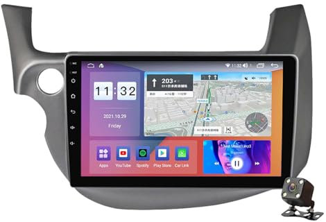 PLOKM Doble DIN Android 12 Autoradio Car Stereo Head Unit para Jazz 2007-2014 Soporte WiFi Bluetooth FM USB DSP RDS Dab+ Radio Compatible con Carplay inalámbrico y Android Auto con Cable.