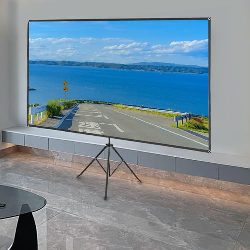 KEESUNG Proyector de pantalla de 80 pulgadas, portátil con trípode, proyector de pantalla 16:9, proyección 4K HD, proyector para interiores y exteriores para casa, exterior, juegos, oficina, escuela