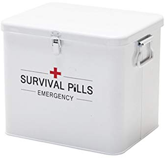 JacCos Caja de Almacenamiento de Primeros Auxilios Caja de Almacenamiento médica de Metal Vintage, con Doble Capa y 4 Compartimentos (Color: Blanco) (Blanco)