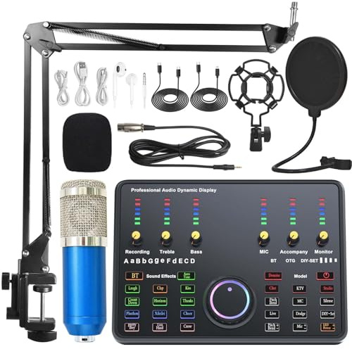 Condensatore di registrazione del computer Microfono Microfono Scheda audio trasmissione in diretta Scheda audio per telefono cellulare Set completo dedicato dal vivo,D