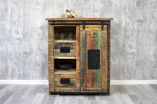 SAM Sideboard Libro I 75x90x36 cm, Mangoholz bunt, Kommode