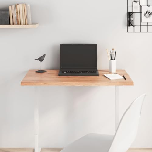 ZEYUAN Tischplatte Hellbraun 80x50x2 cm Massivholz Eiche Behandelt, Arbeitsplatte, Holzplatte, Schreibtischplatte, Waschtischplatte, Küchenarbeitsplatte