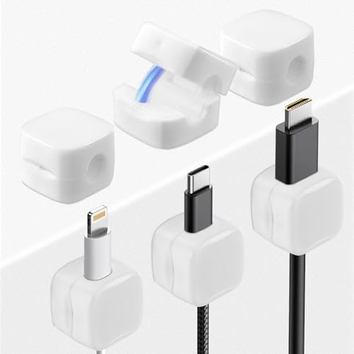 VINEST 6PCS Cord Organizer Holder, Cable Clips Tidy Magnetic, Cable Tidy Holder Self Adhesive for Charging Cables Hdmi Usb Wire Tidy for Nightstand Kitchen Office Supplies