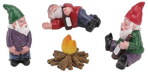 Sosoport Lot De 4 Décorations Miniatures Nains en Résine pour Micro-Paysage Jardin, Décoration Plantes en Pot, Accessoires Décoratifs Colorés Et Solide pour Intérieur Et Extérieur
