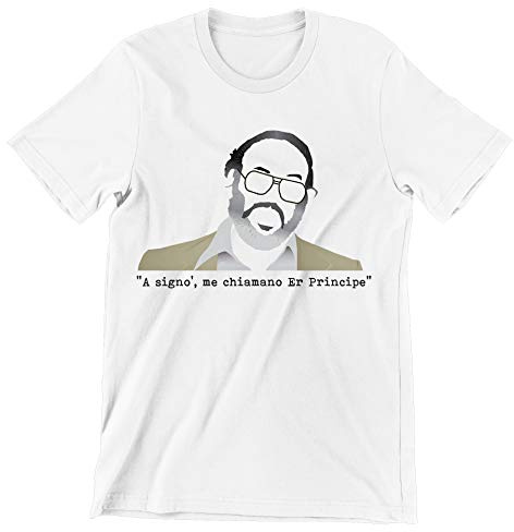 Incidiamo T-Shirt Uomo Film Cult Mario Brega a signo' Me Chiamano er Principe - Film Cult Italiani - Maglietta Manica Corta Bianca Taglia XXL