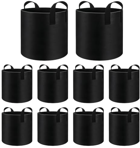 Fiorky 5/10 Stück Stoff-Garten-Kartoffel-Anbaubehälter, 3/5/7 Gallonen, Blumenpflanzbehälter, Töpfe, Garten, Gemüse, Tomaten, Kartoffeln, Behälter, Beutel, Gartenarbeit, wachsender Stoff, Fi