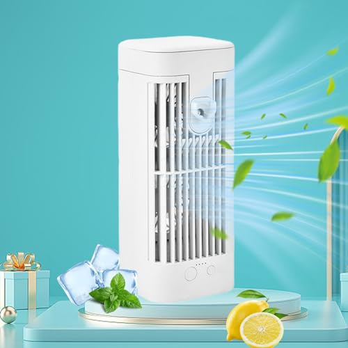 Climatiseur de pièce portable avec crochet for chambre à coucher, climatiseur de bureau alimenté par USB, ventilateur refroidisseur avec 3 vitesses et secouage de tête for ventilateur de climatisation