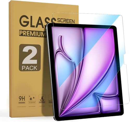 zenrich Paquete de 2 protectores de pantalla para iPad Air de 13 pulgadas 2026/2025/2024 con luz azul, protector de pantalla de vidrio templado con dureza 9H, transparente HD, resistente a los