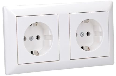 JUNG Serie AS Komplett-Set 2x SCHUKO Steckdose Alpinweiß | mit 2x A1520WW SCHUKO Steckdose + AS582WW Rahmen 2-fach