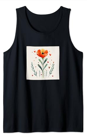 Fleurs de cyclamen avec cœurs autour du graphisme bohème Débardeur