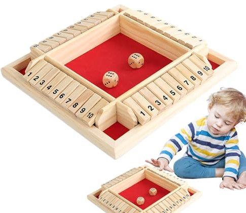Låsspel i trälådan - klassiskt matematiskt tärningsspel för familjekul, brädspel för familjer | Pedagogiskt brädspel för familjer, klasskul