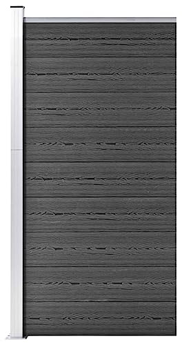 Homgoday Panel de Valla WPC Negro 95x186 cm Valla de Enrejado Celosía Extendible de Mimbre Pantalla de Privacidad para Jardín Verde
