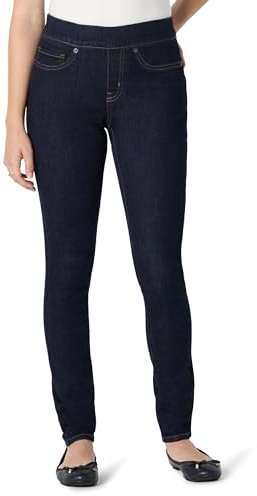 Amazon Essentials Women's Women's Stretch Denim Mid-Rise Pull-On Jegging, Rinse, 14 Short