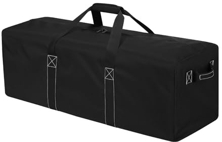 Borsone grande per viaggi e campeggio, borsone grande, borsa per attrezzatura sportiva, con manici su 2 lati, Nero , 36'', borsa grande