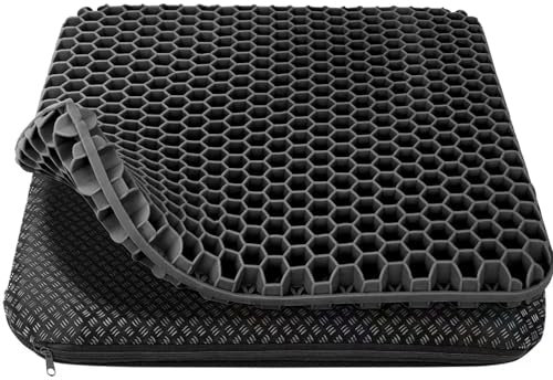 HSSGGV Gelsitzkissen, Orthopädisches Sitzkissen, Sitzkissen für bürostuhl –Weich und bequem mit waschbarem, rutschfestem Stoffbezug，Geeignet für Bürostühle, Rollstühle, Autositze usw(Schwarz)