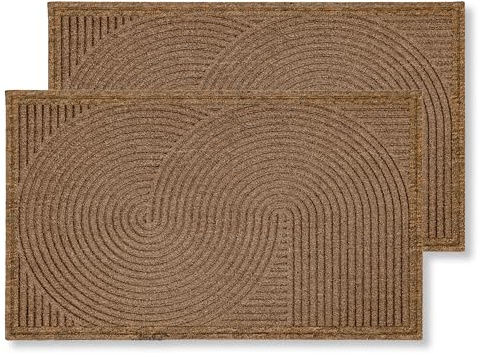 Wetterfeste Fussmatte robust außen rutschfest - Braun 2er Set 45 x 75 cm | Große Schmutzfangmatte wetterfest Outdoor Türmatte für Eingangsbereich & Balkon Fußmatte strapazierfähig und wasserabweisend