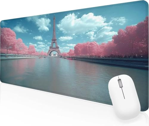 Lac Tour Tapis de Souris XXL 900x500x3mm Grand Tapis de Souris Accessoire Bureau, Surface Douce et Lisse et Base en Caoutchouc Antidérapante, Améliorer la Précision et la Rapidité, pour Gamer J-751