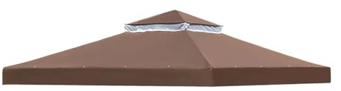 Pavillon-Ersatz-Pavillon-Abdeckung – robuste Abdeckung, doppelstöckige Überdachung, Kühlung, Belüftung, Hardtop-Dach, 3 x 3 m, Schatten für Grill, Terrasse, Grill, Outdoor, Hinterhof
