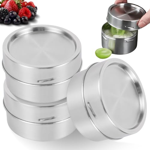VEGOATY 3 Stück Edelstahl Brotdose, Dose Auslaufsicher Klein mit Deckel, 250ml Lebensmittelbehälter Geeignet für Snacks Obst, Müsli, Suppen etc, Klein Lunchbox Edelstahl mit deckel, Lunch-Snacktöpfe