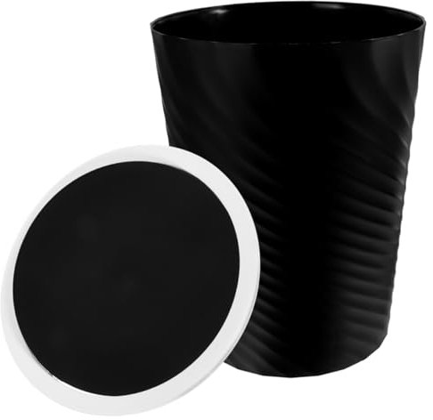 OUNONA Cubo de Basura Doméstico con Tapa 12l de Plástico Negro