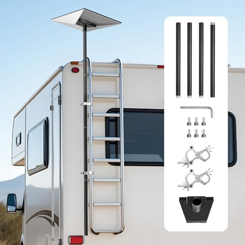 VEVOR Support Starlink Gen 3 d'Échelle de Camping-car, Montage à Angle Réglable 360°, avec Kit d'Accessoires de Montage, Adaptateur d'Échelle Extra-long en Acier Robuste, Compatible Gen 3 et V3, Noir