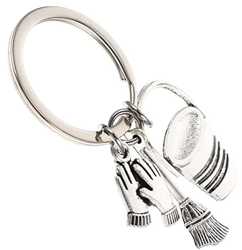 AKOOSY Porte Clés Ménage Créatif avec Balai Seau Pendentif Décoratif pour et Clé Accessoire Pratique pour Personnel de Nettoyage