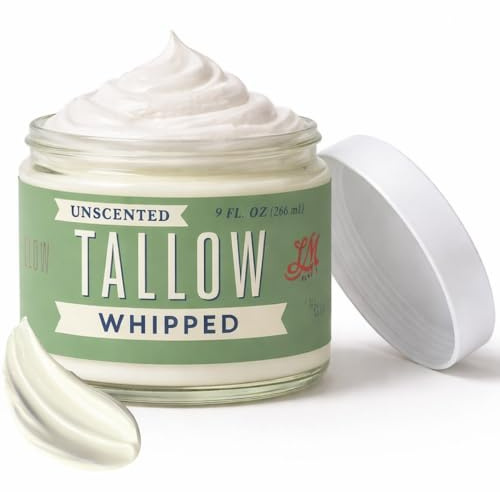 Lady May Tallow Whipped Tallow 9oz - All Natural Face Cream + Whole Body Moisturizer for Dry Skin - No Preservatives, Parabens or Seed Oils - 100% Pure, No Added Fragrance - USA Made (Unscented)