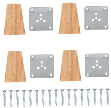 Tofficu 4sätze Möbelbeine Aus Massivholz Mit Konischer Form Ersatz-tischbeine Für Stühle Und Tische Holzbeine Für Möbel Inklusive Eisenplatten Und Schrauben Für Einfache Montage