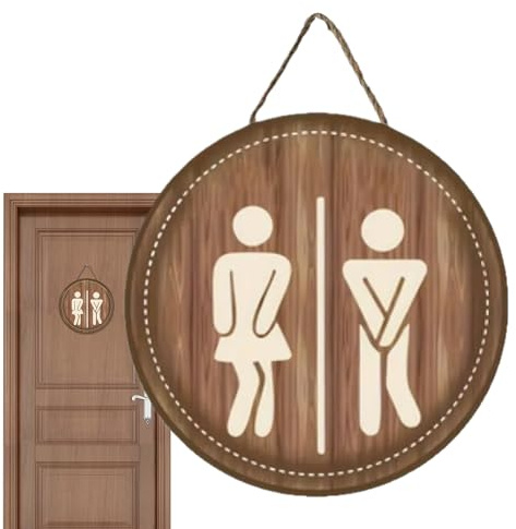 Huayeex Panneau Pour Porte De Toilettes - Signe Mignon Et Unisexe Pour Décor Toilettes - Décor Mural Pour Bureau Maison Hôtel Guesthouse Femmes Hommes WC Établissement