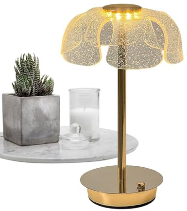 Rechargeable Lamp - Table Lamp | LED Reading Light | Flower Bedside Lamps Coffee Table Decor | Night Light 3-Color Dimmable Touch for Home Decor Living Room Bedside Dorm Reading Nursery Office Birthda