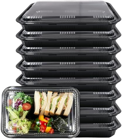 FORYNXHWIN 8 Pcs Sandwich Platter Trays With Lids Black, Large Rectangle Food Platter Trays, PET Plastic Reusable Buffet Catering Trays, Meal Prep Serving Trays for Catering, Outdoor, Family Party
