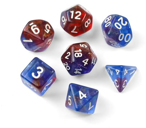 QUTHZZHY Polyedrische Würfel Set, 7 Stück DND Dice, Würfelset für Dungeon and Dragons, MTG, Spielwürfel RPG Rollenspiele Tischspiele D&D D20 D12 D10 D8 D6 D4