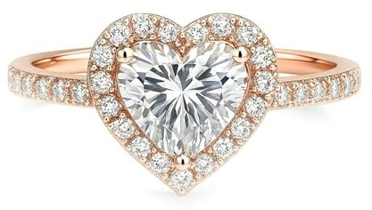 Ayoiow Freundschaftsringe Damen, Moissanit Halo-Herz Vorsteckring Rosegold 585, 14 Karat Roségold Größe 58 (18.5)