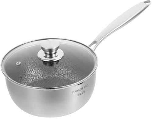 Ipetboom Cacerola de Acero Inoxidable 20 Cm Revestimiento Antiadherente Tipo Panal, Mango Ergonómico Resistente al Calor, Apta para Gas, Eléctrica E Inducción, Utensilio de Cocina para