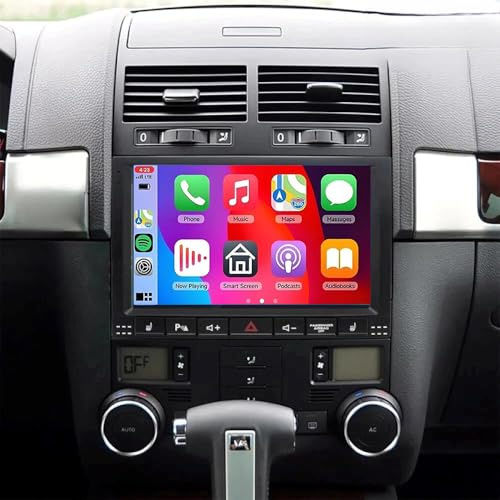 4+64G Android 14 Doppel Din Autoradio für VW Touareg 2003-2010 GPS Navi mit Wireless Carplay Android Auto, 9 Zoll Car Radio for Touareg Radio DAB Bluetooth WiFi AHD Rückfahrkamera FM/RDS SWC