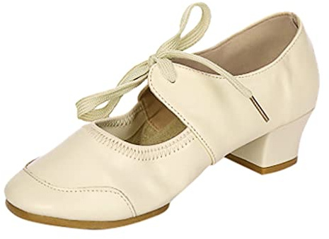 Ballerines pour femme en cuir souple - Jolies ballerines à talon moyen matelassées confortables - Chaussures basses sportives en cuir souple - Avec sangle réglable - Semelles douces