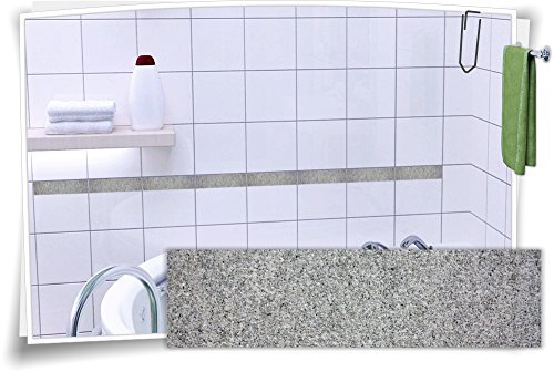 Medianlux Fliesen-Aufkleber Fliesen-Bordüre Granit Marmor Kachel Aufkleber Stein Deko Bad, 4 Stück, 30x7,8cm (BxH)