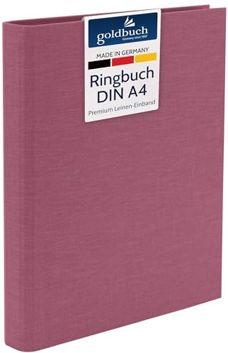 goldbuch 37508 Foto Ringbuch A4 Bella Vista Fuchsia, Ordner 27,5x32x4,5 cm | Fotobuch Ordner mit 4-Ringmechanik für A4 Fotohüllen oder Kartonblätter, Fotoringbuch mit magenta-farbenem Leinen-Einband