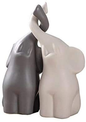JORSION kreativ dekoration heminredning djur prydnad keramik hantverk konstfigurer (dubbel elefant) (liten)
