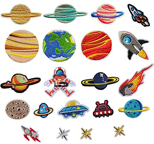 Bügelflicken,21 Stück Patches zum Aufbügeln Universum Aufnäher Applikation Flicken Zum Aufbügeln für DIY T-Shirt Jeans Kleidung Taschen,Flicken Patches
