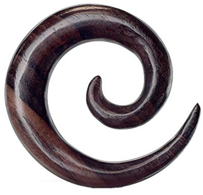 beyoutifulthings Dehn-Spirale Sono Holz Dehnstab Dehnanhänger Dehnungs-Schnecke Dehnungs-Sichel Ohr-Piercing Ohr-Schmuck 3-19mm