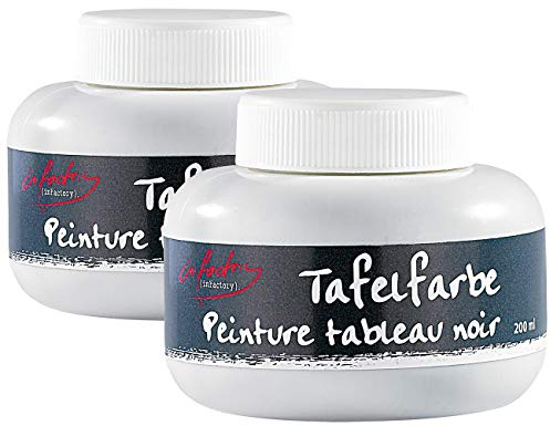 infactory Tafelwandfarben: 2er-Set Streichbare Tafelfarbe für mit Kreide beschriftbare Wände (Tafel-Farbe zum Streichen, Schreibtafeln zum Streichen, Malen)
